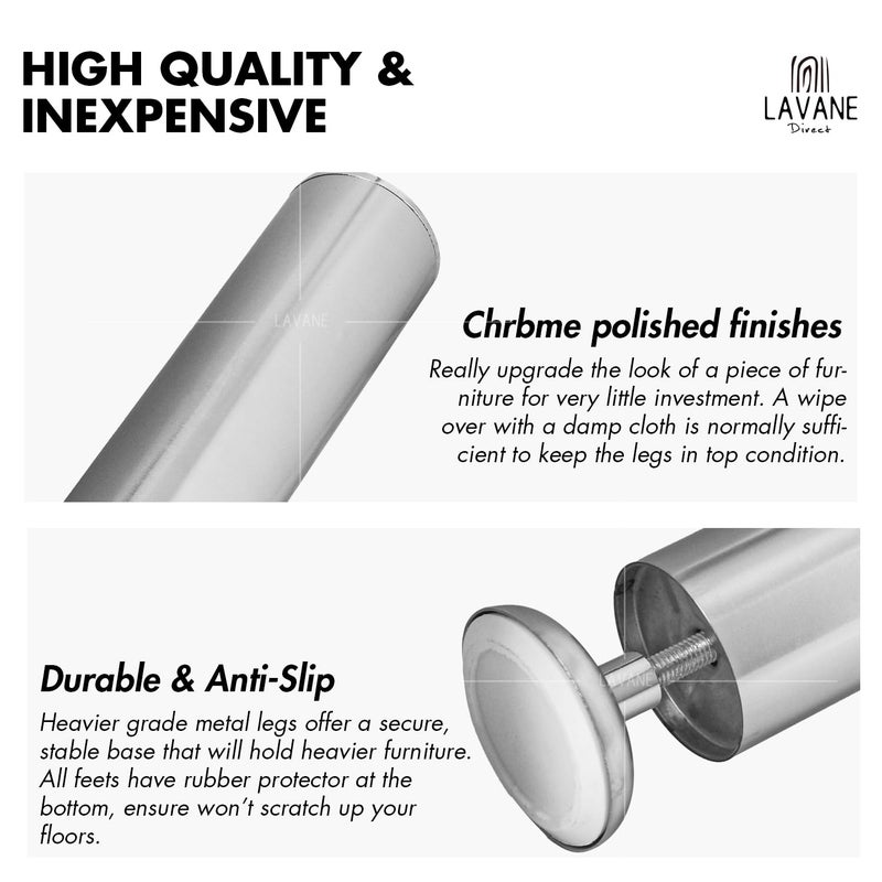 La Vane 10 inch / 25cm Furniture Legs, Set of 4 Stainless Steel Cabinet Feet for Cupboard Sofa Kitchen Couch Bookcase - Image 4